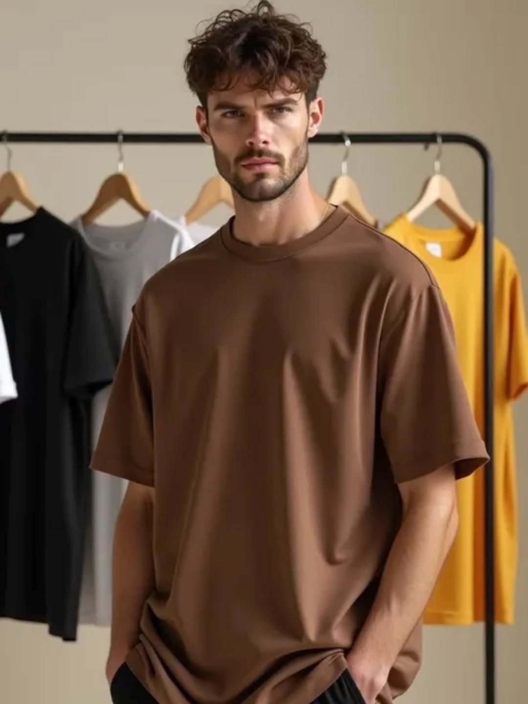 crafted for comfort. designed for presence.oversized brown tee redefining modern essentials.bec